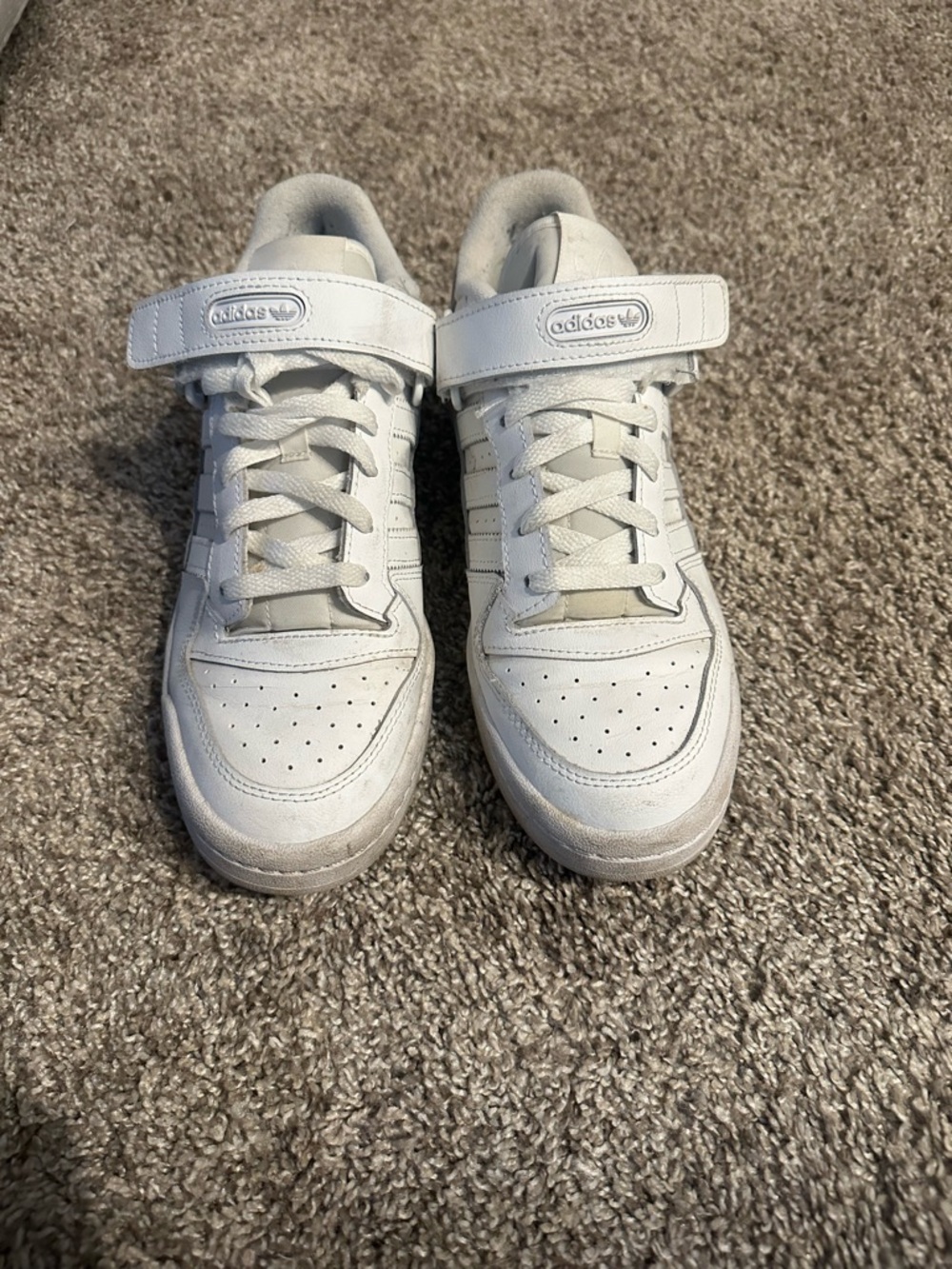 adidas White Leather Sneakers with Velcro Strap